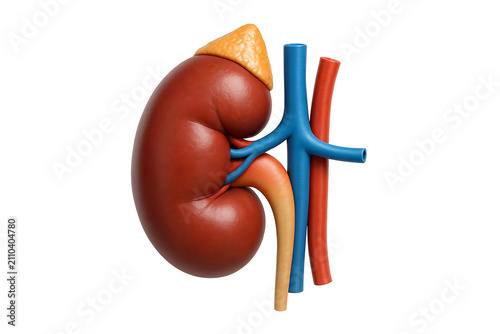 Human kidney anatomy illustration isolated on transparent background