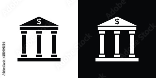 financial institution icon simple symbol collection