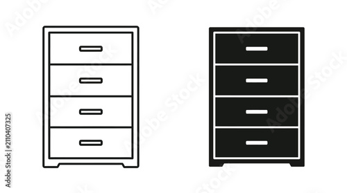 Quadro su tela Drawer chest vector icon in outline and solid black glyph style