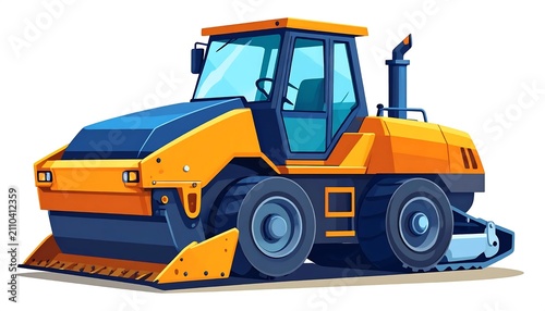 Bright orange dump truck on white background.