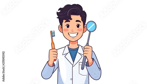 Happy young man holding blue balloons outdoors.