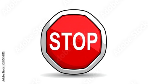Red octagonal stop sign on white background.