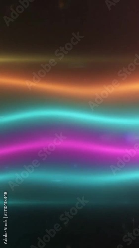 Abstract colorful neon light waves on black background