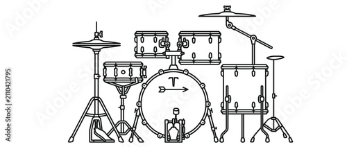 Foto Line Art Drum Kit Illustration