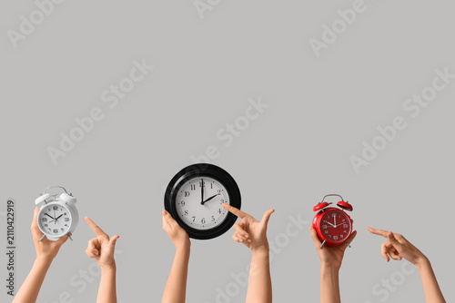 Female hands pointing at di...