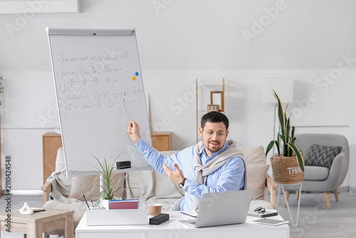 Young male teacher math wit...