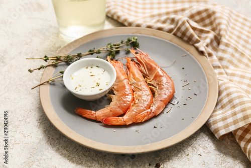 Plate with tasty boiled shr...