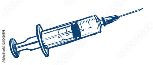фотографія Hand-drawn medical syringe with needle and markings