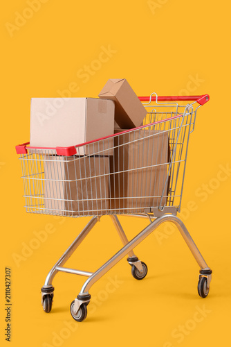 Shopping cart full of cardb...