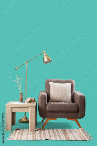 Cozy armchair with cushion,...
