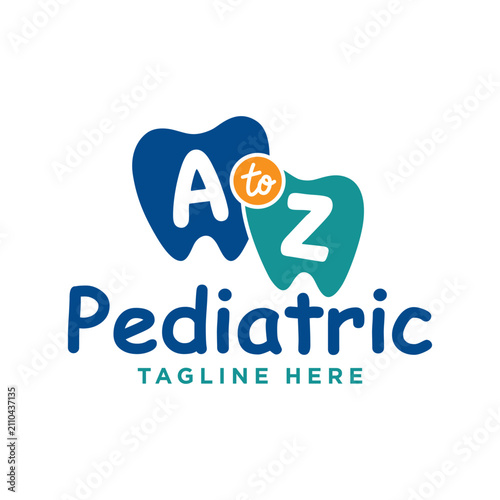 Friendly Pediatric Dentistry Logo with Playful Tooth Icons and Modern Child-Friendly