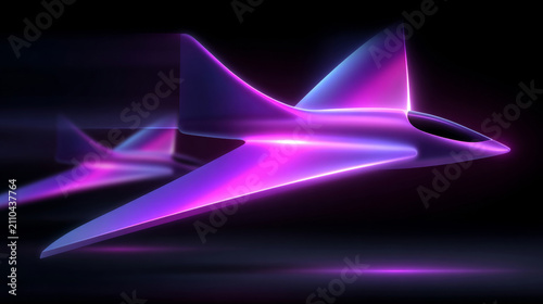 Glowing purple airplane