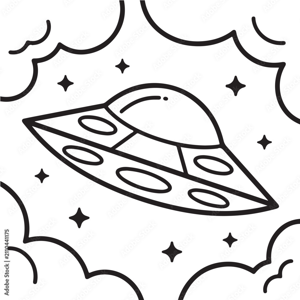 Fototapeta premium Bold and Easy Space Coloring Pages for Kids, Fun and Relaxing Outer Space Illustrations with Bold Outlines, Coloring Pages, Coloring Book, Bold Easy Coloring Pages, Line Art, 8.5