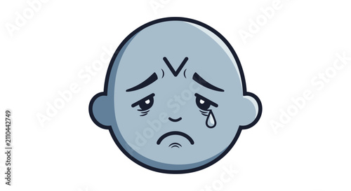 Fotografija A cartoon illustration of a sad face with a tear, depicting feelings of sorrow, unhappiness, and distress
