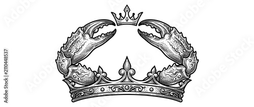 Bild auf Leinwand Crab Claws and Crown Emblem Illustration