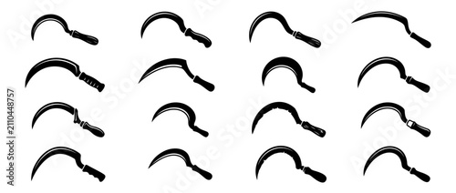 Obraz na płótnie Set of Black Sickle Icons on White Background