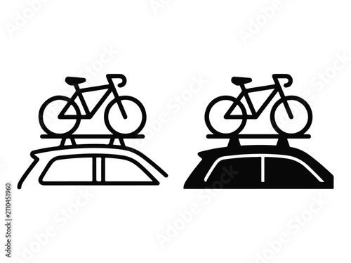 Car Roof Bike Rack Icon Showing Bicycle on Vehicle