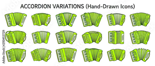 Tableau sur toile Hand-Drawn Accordion Icons Collection