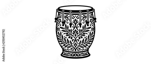 Foto Ornate Drum Percussion Instrument Black and White Illustration