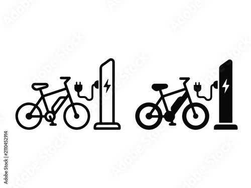 Electric Bike Charging Icon with Plug and Lightning Symbol