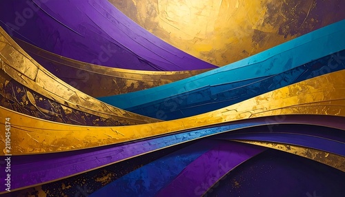Vibrant Abstract Flow with Gold Purple and Teal Swirls