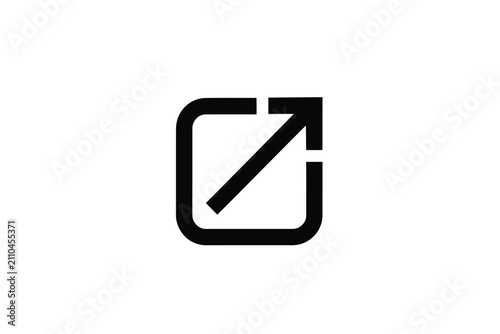 Expand icon with upward pointing arrow black on white background