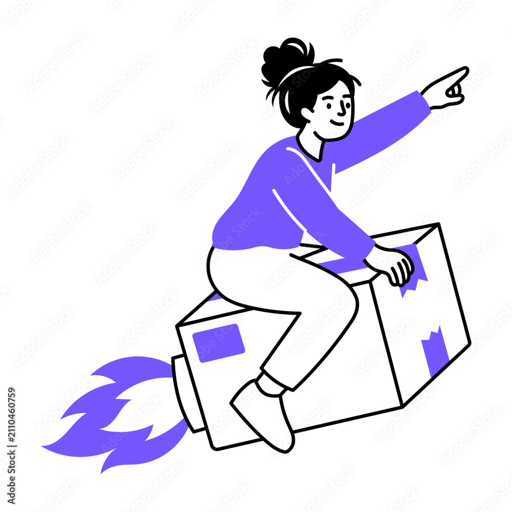 Fototapeta premium Shopper moving quickly with bags and packages during a fast purchase.