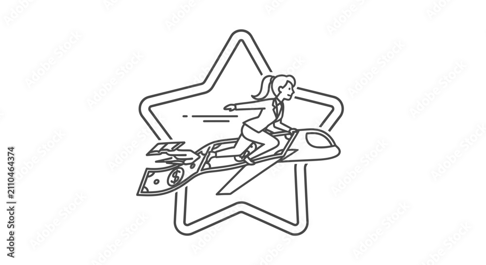 Obraz premium woman riding jet ski in front of star