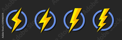 Obraz na plátně Lightning, thunder, and electric energy icon mark