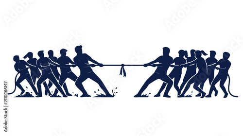 Tug of War Silhouette Team Competition Concept