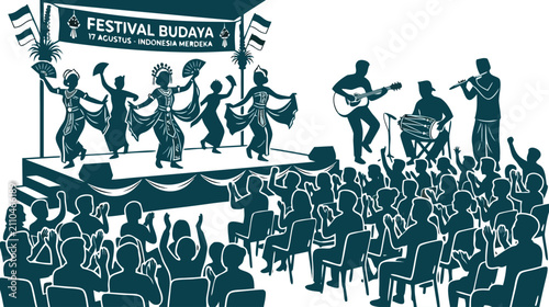 Indonesian Cultural Festival Stage Performance Illustration