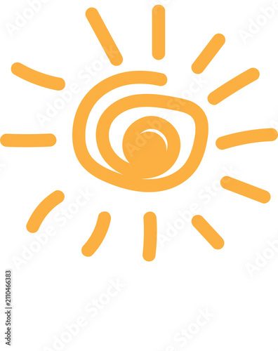 The drawing of sun made by crayons.