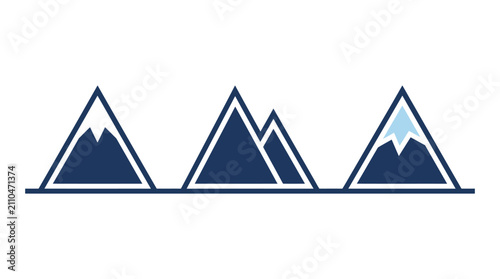 Minimalist Blue Mountain Icons Set for Logo Design