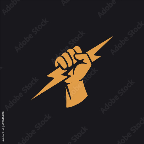 Powerful Hand Lightning Logo