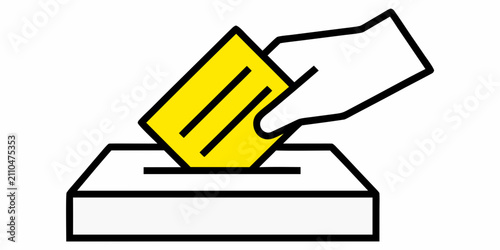 Hand Depositing A Ballot Into A Box Flat Vector Illustration