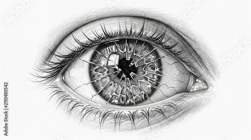 Detailed pencil of a human eye with long eyelashes