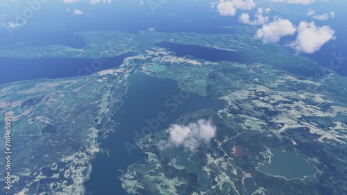 Top aerial shot of Manitoulin Island in Ontario. Canada