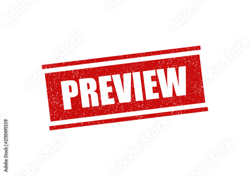 Obraz na plátně Red grunge rubber stamp with the word preview tilted on a flat surface design is