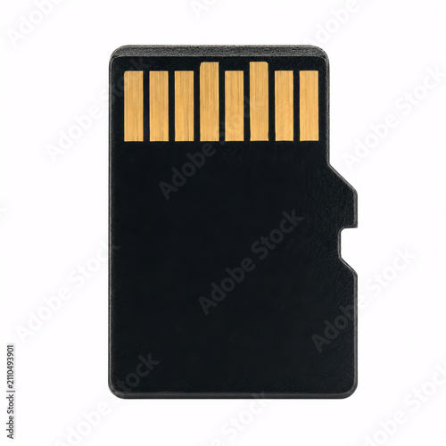 Blank Micro SD Memory Card with Gold Contacts Isolated on White