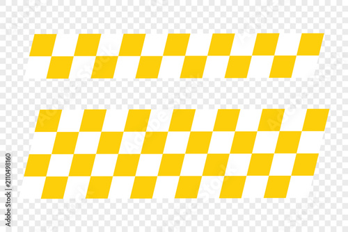 Yellow checkered taxi stripe pattern graphic elements for car decal design Vector