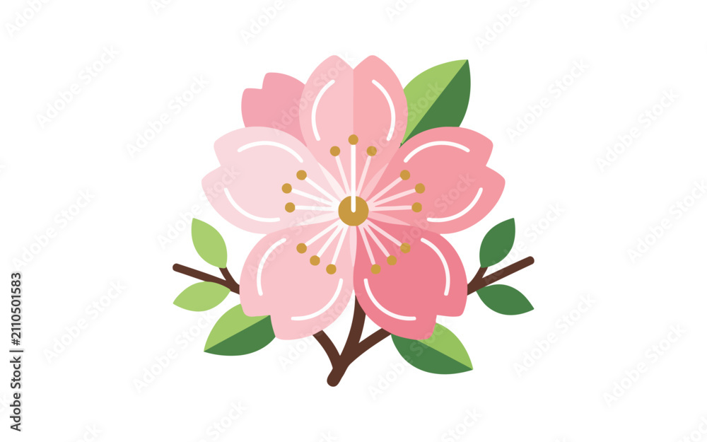 Fototapeta premium Cherry Blossom Flower Flat Vector Illustration