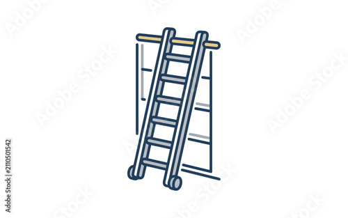 Stepladder Leaning Against Wall Vector Illustration