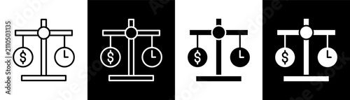 Quadro su tela Time is Money white and black icon set design