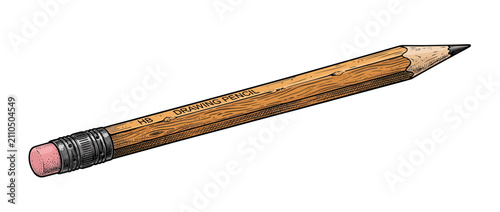 Quadro su tela Sharpened Wooden Pencil with Eraser