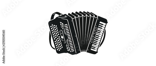 Obraz na plátně Vector illustration of a black accordion on a white background