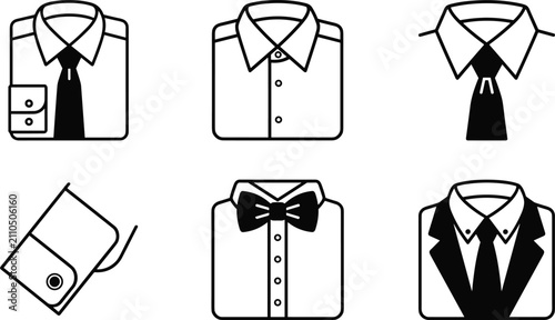 Valokuva Mens Formal Wear and Business Dress Shirt Icon Set Featuring Folded Shirts with