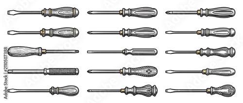 Konstfotografi Vintage Screwdriver Collection Illustration