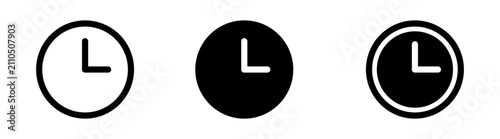 Foto Clock and Time of the day icon set featuring analog clock symbols in outline and solid styles