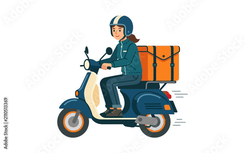 Delivery Courier on Scooter Vector Illustration