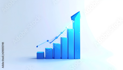 Business Growth Chart with Increasing Bar Graph and Arrow